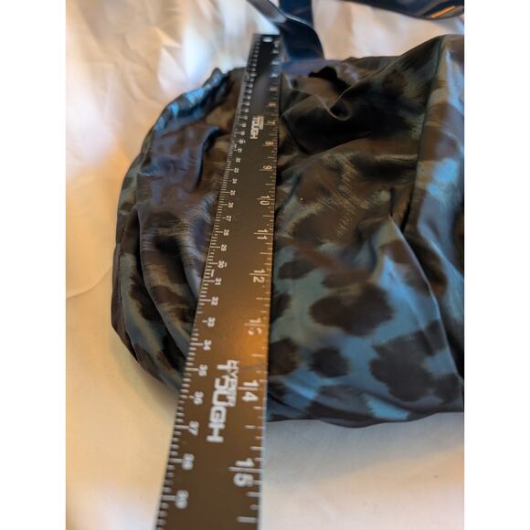 Dennis Basso Pleated Hobo Reversible 22x14 Boho Tote Animal Print Royal Blue - Picture 3 of 4